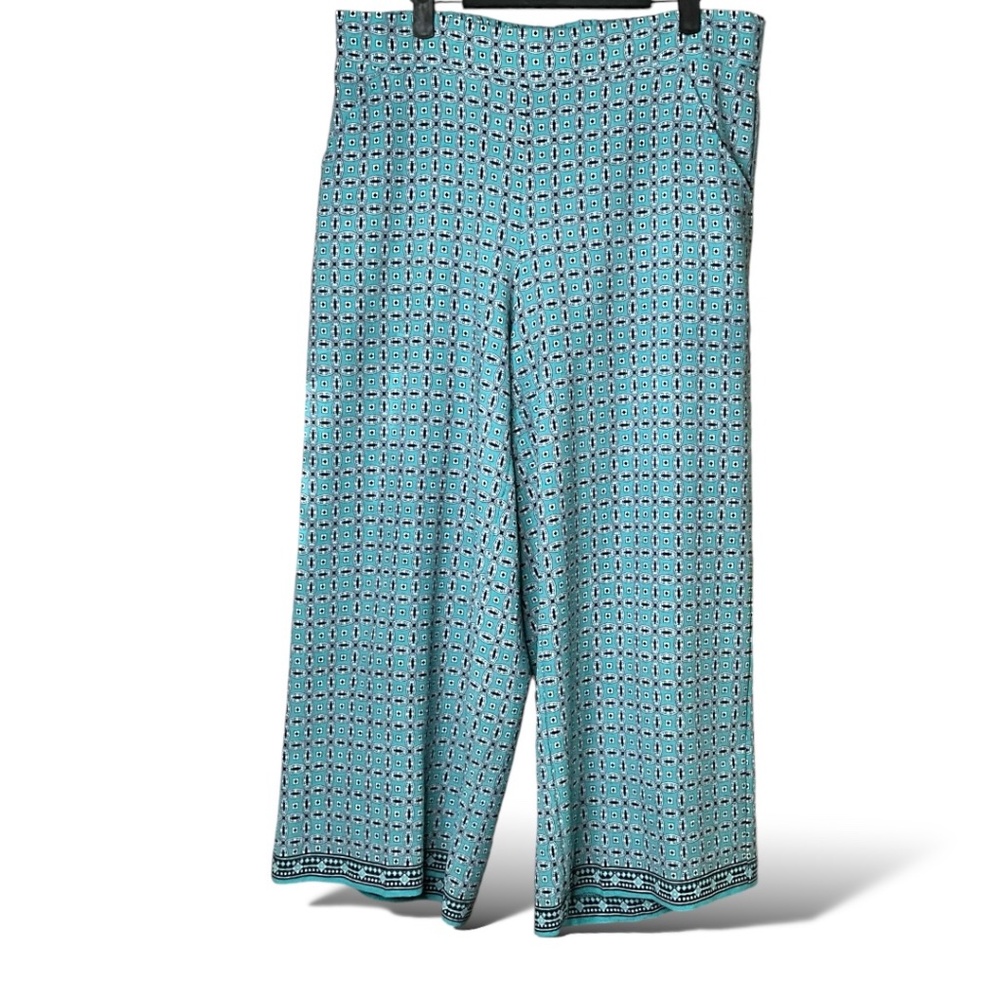 MAX STUDIO Cropped Wide Leg Pants Capris Side Pockets Elasticized Waist US Sz XL